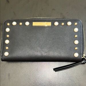 206.  Simon Chang Black Studded Wallet Wristlet